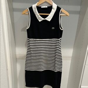 Lacoste Black and White Sheath Dress with Peter Pan Collar